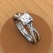 Platinum Princess Cut Diamond Engagement Ring, Split Shank, Half Carat