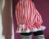 Gothic,Rock,Lolita Red  White striped frilly Sissy Shorter Length Bloomers