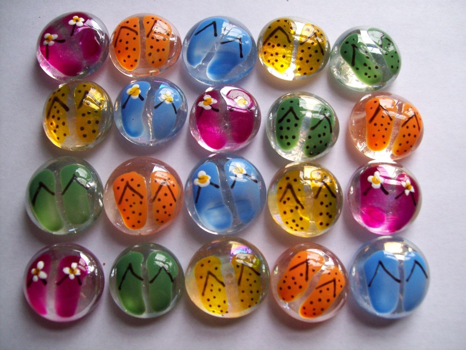 Hand painted glass gems party favors art flip flops flip flop summer time