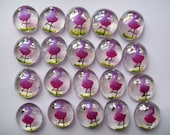Handpainted glass gems party favors pink flamingos pink flamingo tropical beach shimmer pink