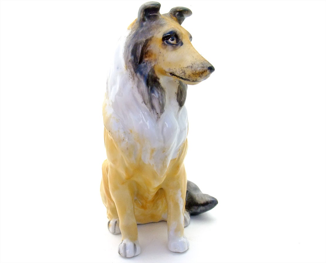 Vintage Dog Figurine Ceramic Porcelain Sheltie Collie Home Decor