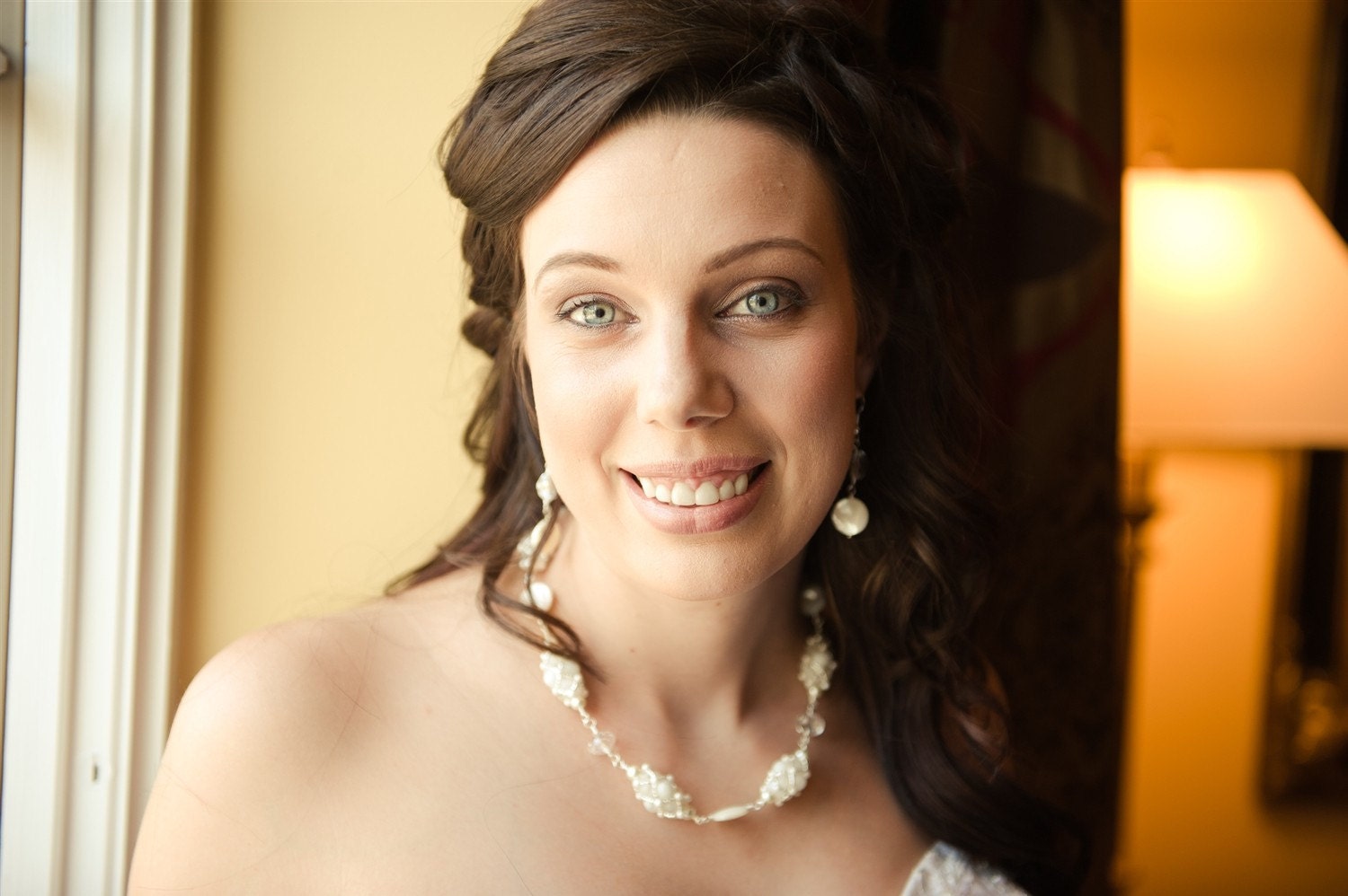 Moonstone Beaded Necklace set for bride or quniceanera