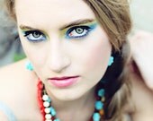 Multi-strand coral and turquoise necklace set