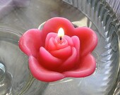 12 hot pink floating rose wedding candles for table centerpiece and reception decor.