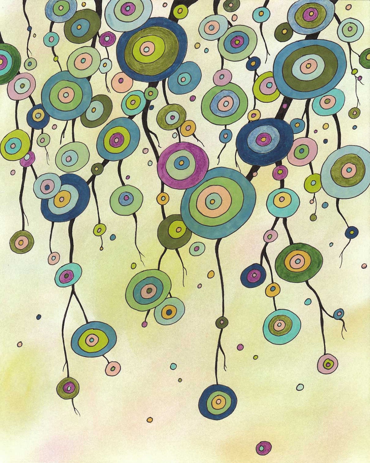 In Monet's Garden fine art print, floral, circular, whimsical, garden