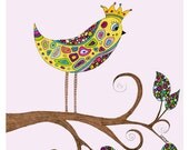 Bird Talk Note Cards. Card Set. Bird in Tree.