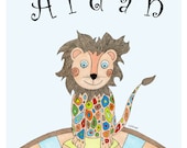 Baby Lion Art Print, Child Print, Baby Print, Birthday or Shower Gift