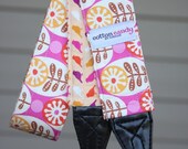 Fuchsia Birds and Blossoms Reversible Camera Strap