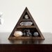RESERVED - Stone Set and Triangle Wood Curio Shelf - Crystal Mineral Set Number 13
