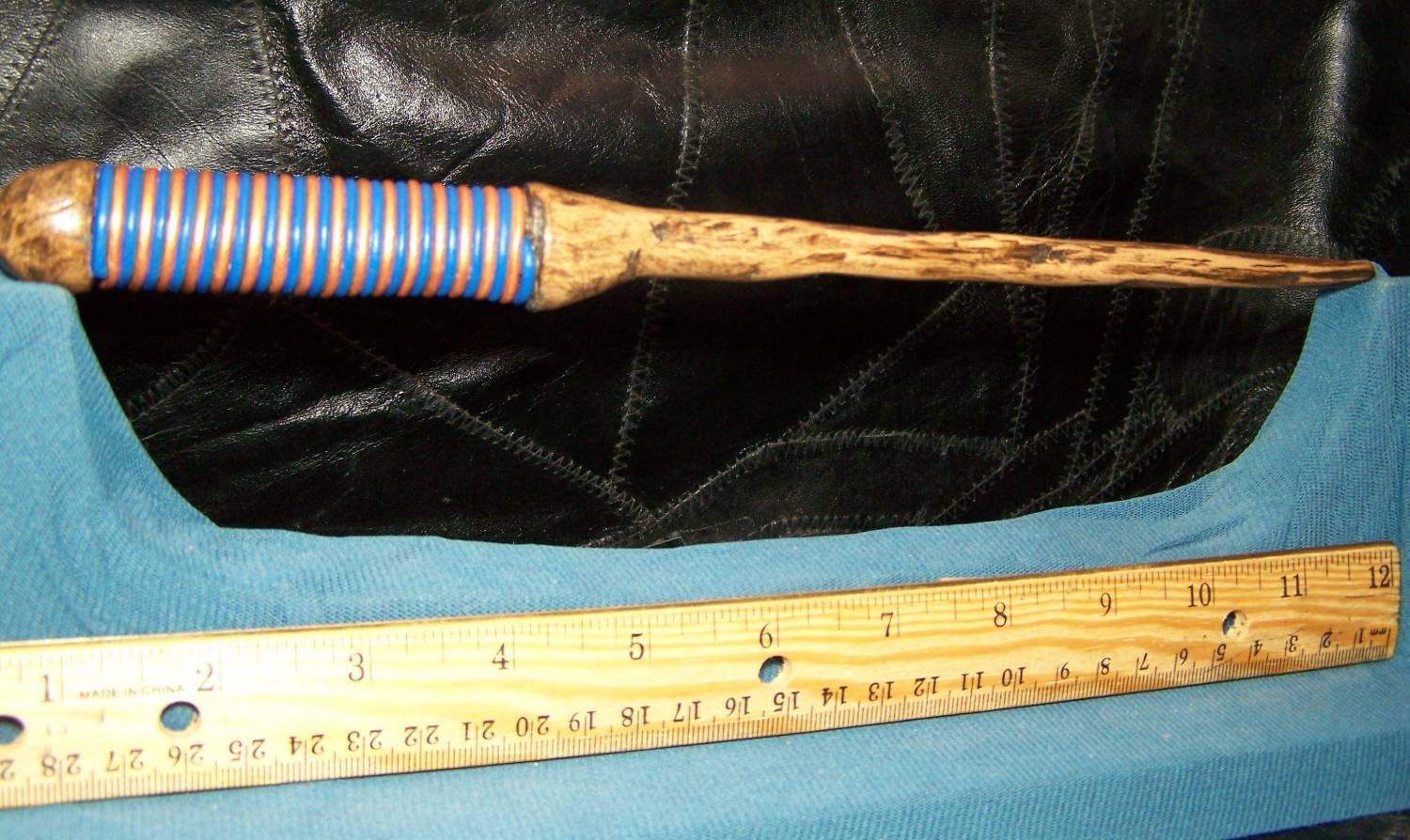 Custom Wrapped House Wand - Ravenclaw Colors Blue and Bronze  11 inches