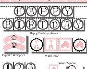 Ballerina Ballet Huge Standard Party Package DIY digital Printable Pink black banner birthday invitation decoration cupcake topper wrap