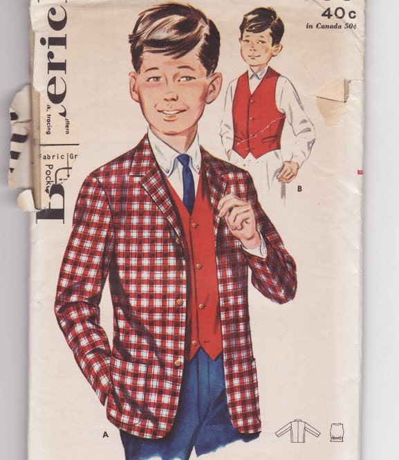Butterick 2588 Boy's Jacket and Vest Vintage Sewing Pattern Chest 28