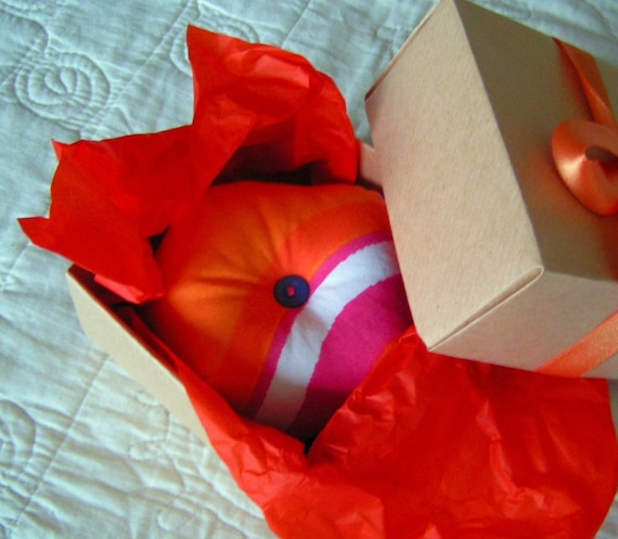 Bright Modern Pincushion in an Origami Gift Box