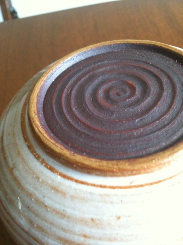 French Butter Keeper, RESERVED for Sharla REGISTRY, for Single Stick of Butter,  Rustic White with Big Rusty Dot, Butter Bulb (TM)