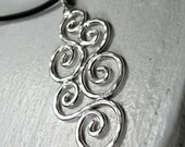 Silver Swirl Necklace - Spiral Pendant - Unique Swirl Jewelry - Wave Pendant - Artisan Sterling Silver Swirls