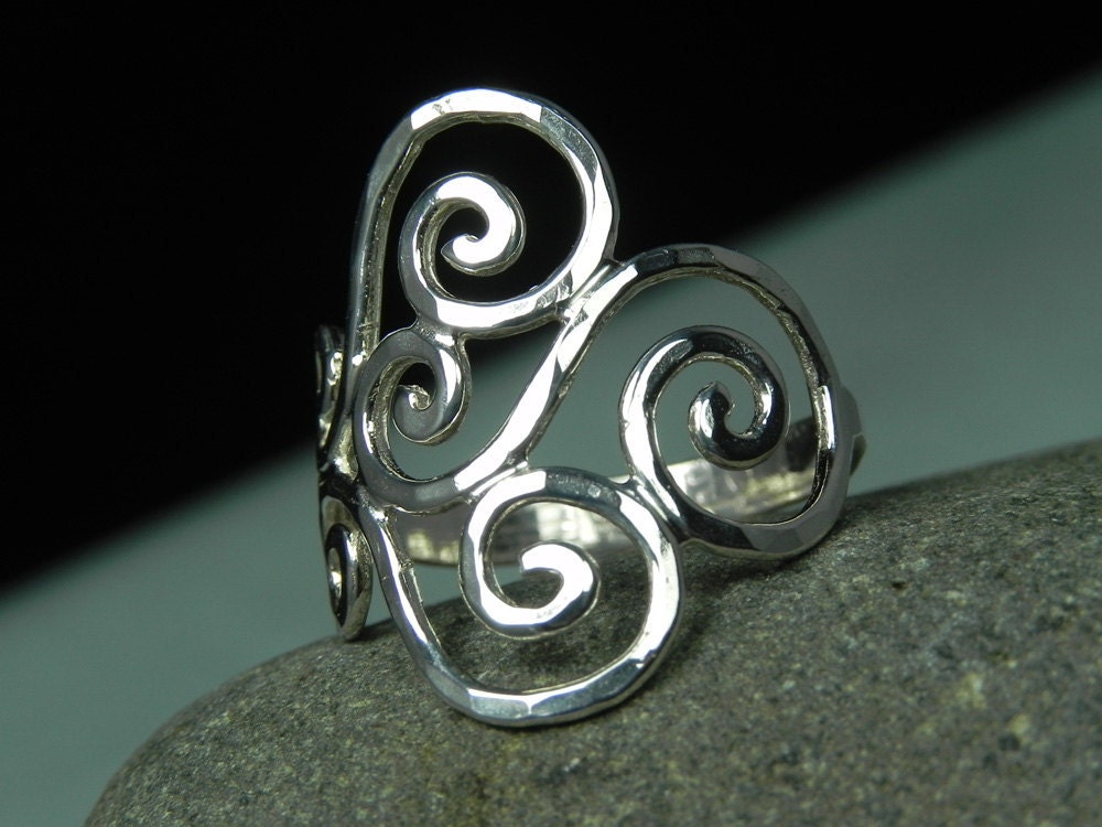 RING - Swirl Ring - Spiral Ring - Wave Ring - Sterling Silver Spiral Swirl Ring - Unique Handcrafted Silver Artisan Swirls Ring