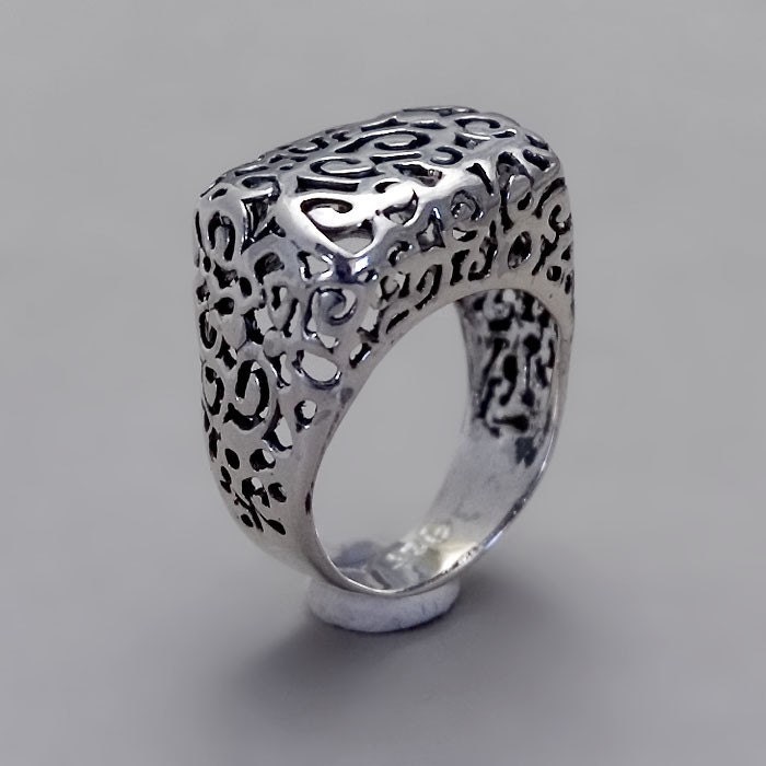 Sterling Silver Ring - Handmade Sterling Silver Filigree Jewelry - Thin Lace Ring