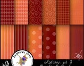 Autumn set 3 Pumpkin & Cranberry INSTANT DOWNLOAD Digital Scrapbooking Papers 12 jpg files Autumn Fall Colors in Brown and Green