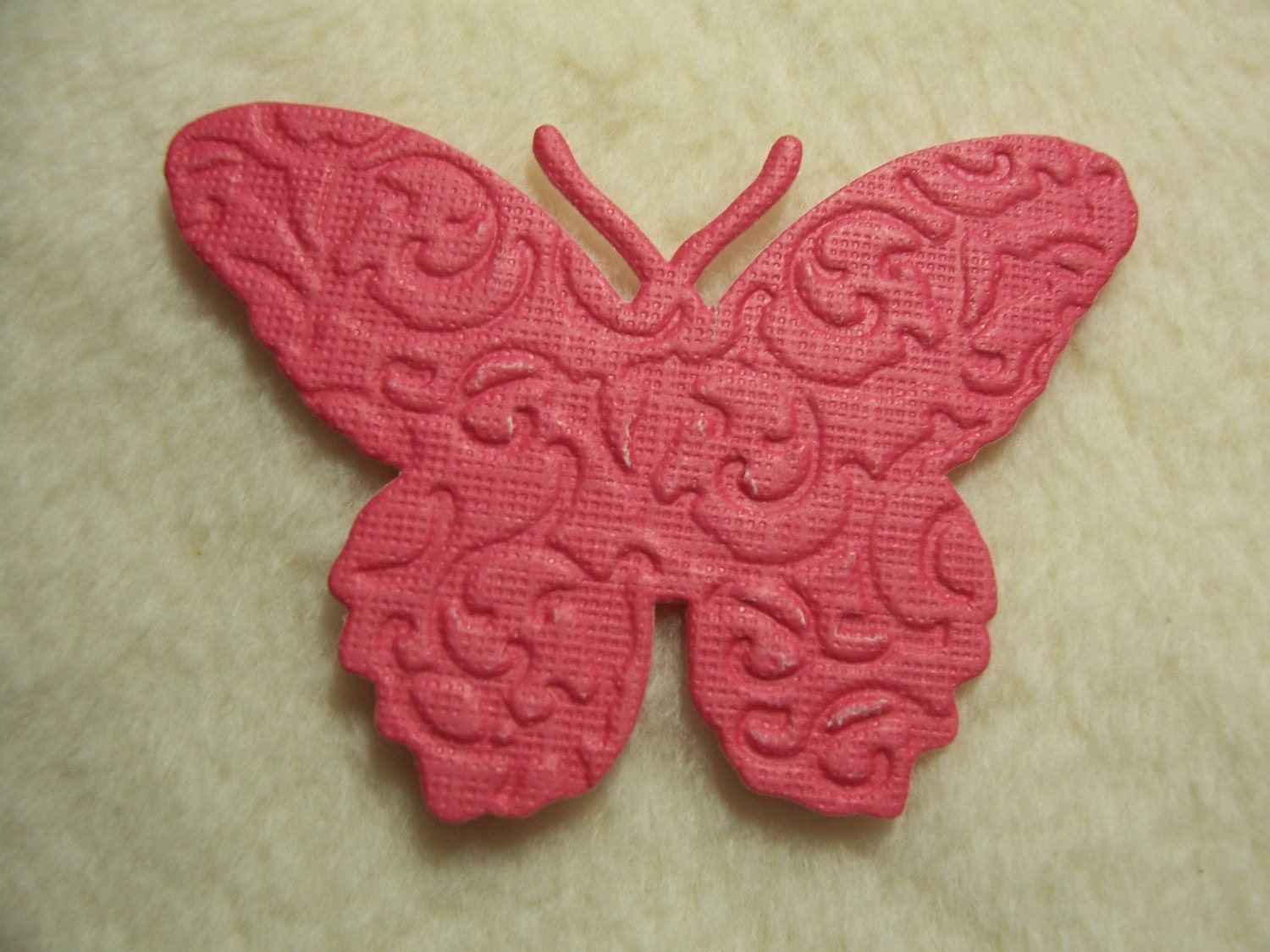 12 Piece Set of Very Lovely Brown/Red Embossed Paper Butterfly Scrapbook Embellishments