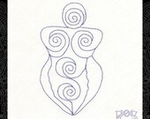 Water Goddess Embroidered Flour Sack Towel