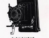 letterpress linoleum print - Vest Pocket Kodak Model B - life size