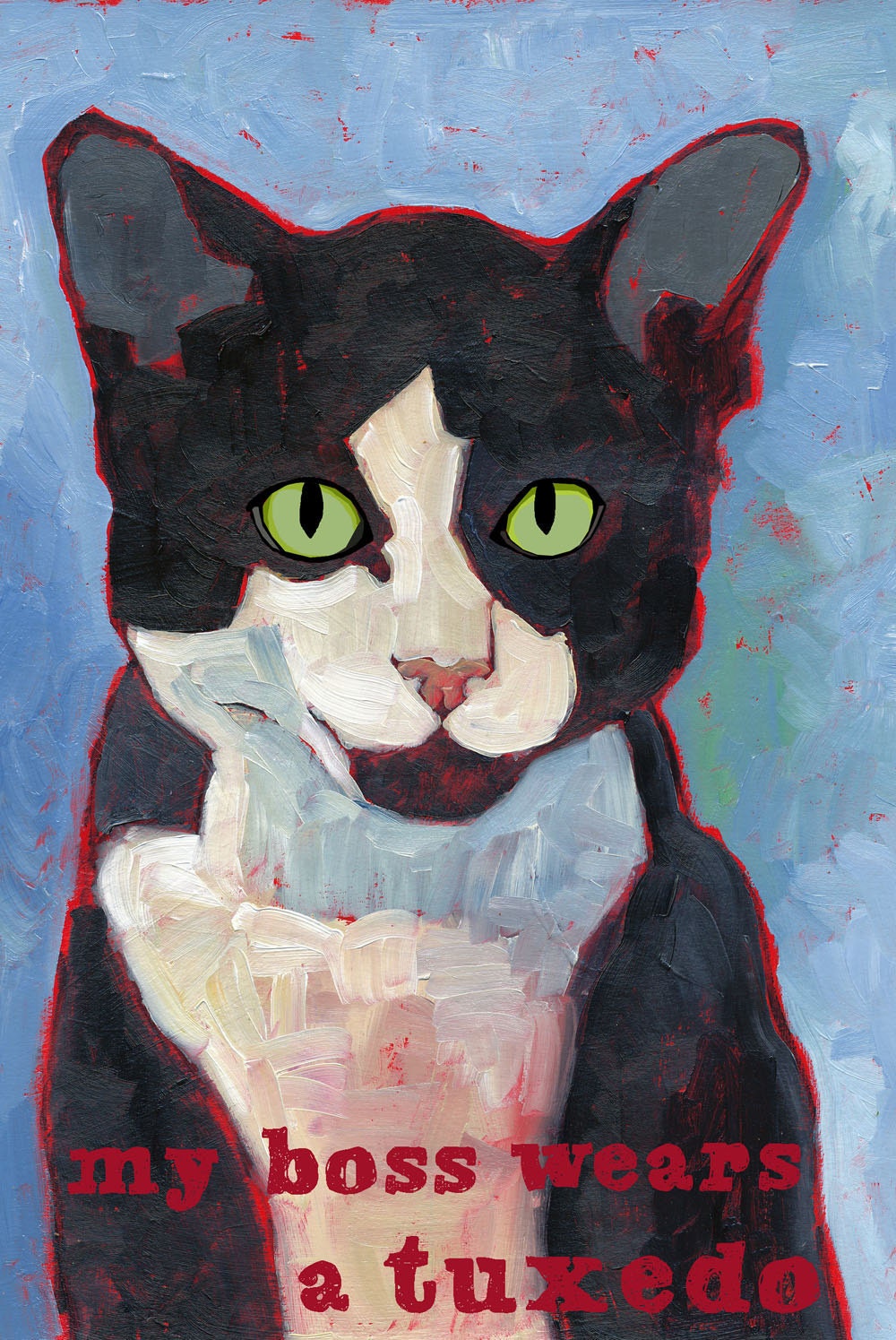 Cat No. 1 - My Boss Wears A Tuxedo 2x3 magnet from original oil painting pet portrait