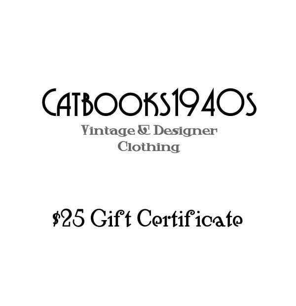 Catbooks1940s 25 Dollar Vintage Clothing Gift Certificate