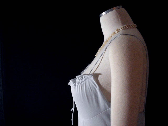 Vintage 70s John Kloss Nightgown M/L -  Pale Blue Drawstring Bodice