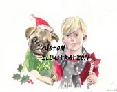 larger CUSTOM Original Illustration, 2-3 Friends