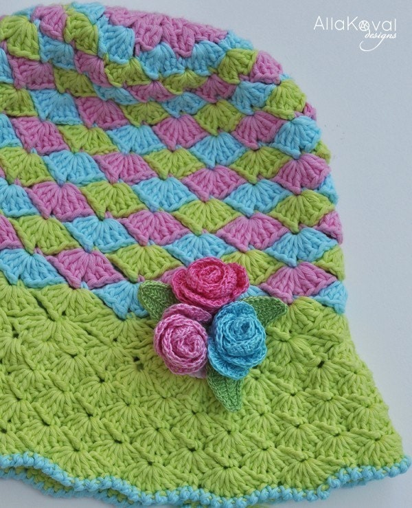 Rose Buds Crocheted Hat Pattern/eBook Sizes Infant/Toddler/Child/Adult