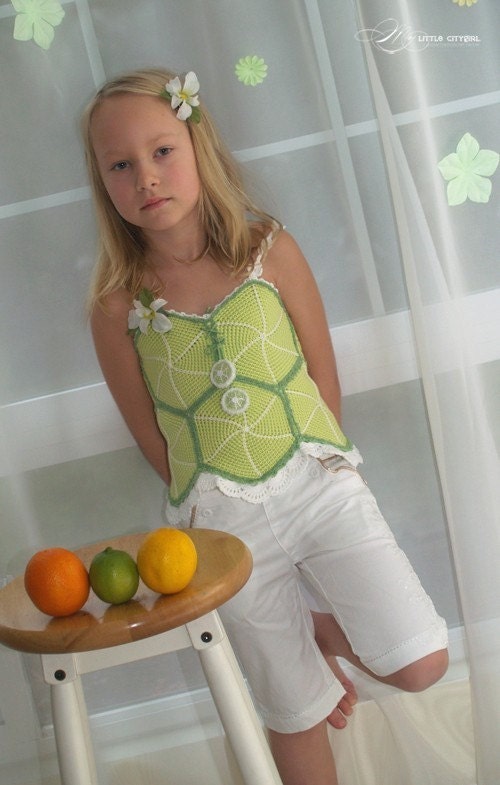 Fruity Fun 2. Citrus Top Corset Crochet Pattern Sizes 3/4 - 9/10 PDF