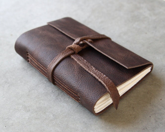 Dark Chocolate Brown Leather Journal or Sketchbook