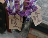 Paper Straws -CARNIVAL STRAWS - Drink Me - Wedding, Party, Shower - Set of 24