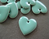 6pc cute mint green enameled heart charm
