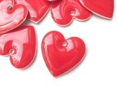 6pc cute red enameled heart charm
