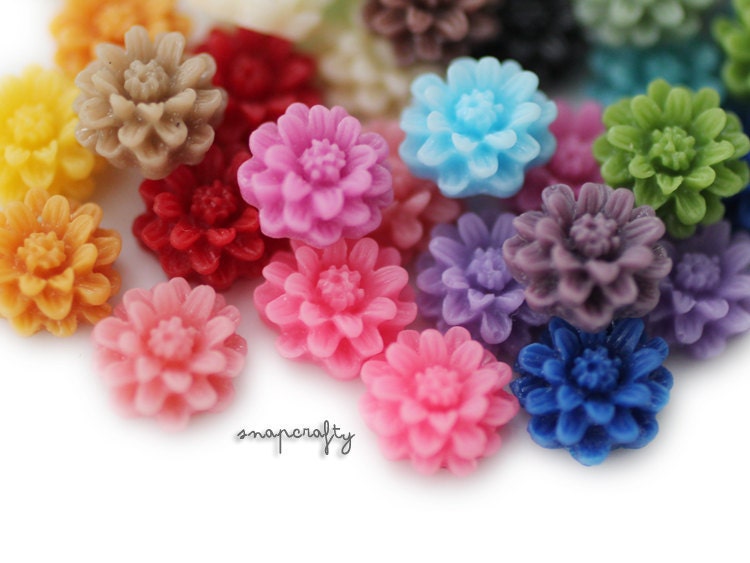 100pc cutest daisy resin flower cabochon, 10mm, you choose the colors, perfect for making earrings, hairpins, rings