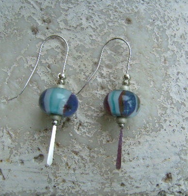 Gorgeous Sterling Silver Payton Jett Lampwork Earrings One Pair Only