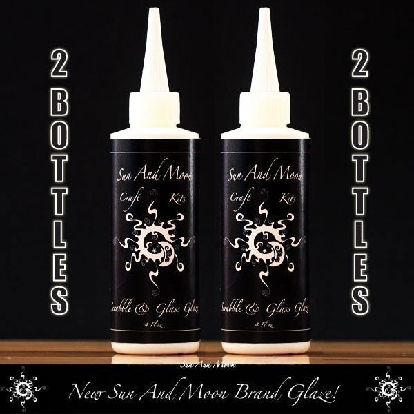 2 Bottles - Sun And Moon Glaze - Scrapbooking, Glass Tile, Scrabble Tile, Domino and Bottle Cap Adhesive Glaze