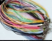 20 Organza Ribbon Necklaces - Ribbon Cords with Extension Chains