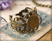 20 Fancy Vintage Design Filigree Ring Bases - Adjustable Rings - 10mm Pad Ring Blanks - Mix and Match - FRB