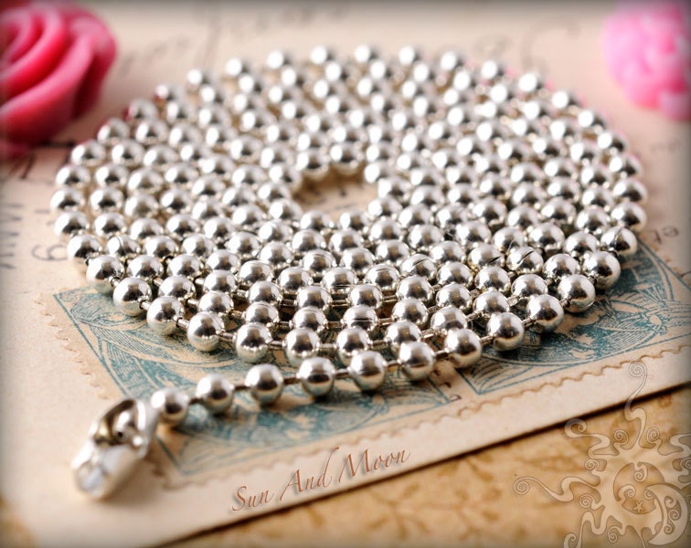 100 Economical Silver Ball Chain Necklaces - 2.4mm - ESBC