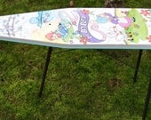 CUTE METAL CHILDS IRONING BOARD....BO PEEP, TURQUOISE, RETRO, MID 1900 S,