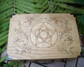 Made to Order Iris and Flower Pentacle Wood Altar Box Medium