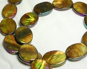 Vintage Exquisite Tortoise AB 19x14mm Oval Mother of Pearl Beads (10)