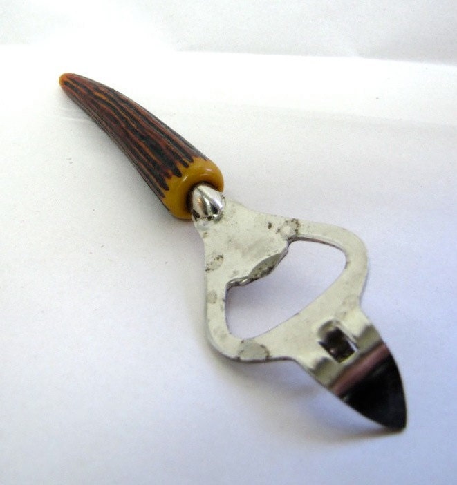 Vintage Bottle Opener faux deer horn antler