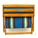 Summer Camp vintage folding oak and striped canvas portable travel chair Canoe Seat 1930s 40s