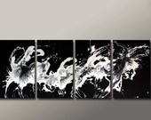 ABSTRACT Canvas Art Painting - Huge 4pc Original Custom Made to Order Modern Contemporary Fine Art Painting by Destiny Womack - dWo - 72x36