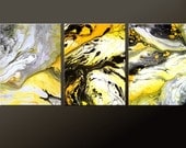 3PC Abstract Art Print Set Yellow Black & White 11x14 ea Contemporary Modern Art by Destiny Womack  - dWo - Symphony of Light