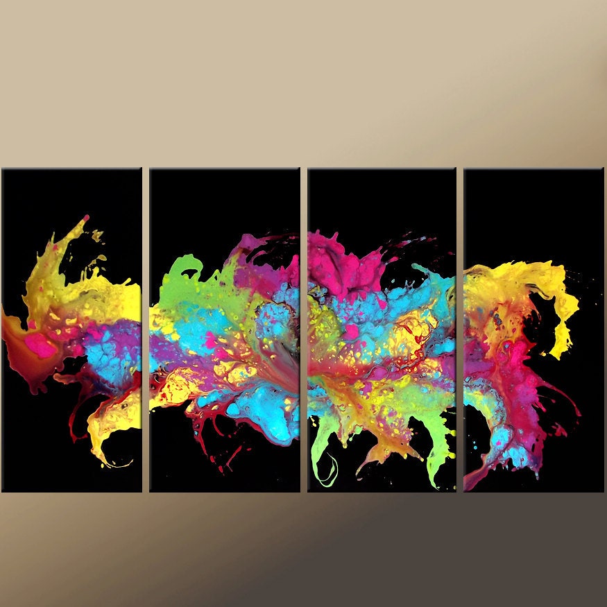 4pc Abstract Canvas Art Painting - 72x36 Contemporary Original Modern Art by Destiny Womack - Ready to Ship - dWo - Rejoice