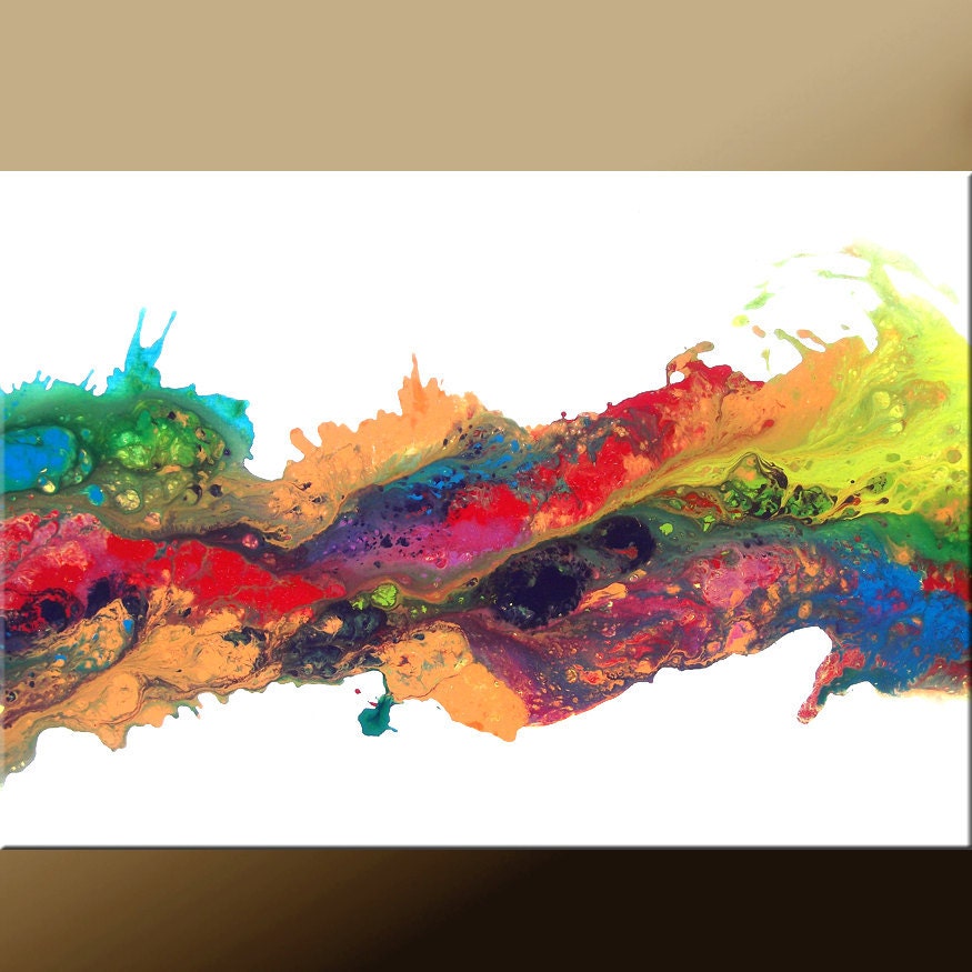 SALE Original ABSTRACT Modern Contemporary Fine Art Paintings by dWo - Large 36x24 - Over the Rainbow